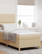 vidaXL Легло с пружинирана основа с таблото Крем 100 x 200 cm текстил