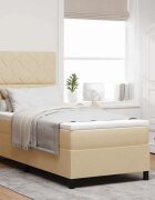 vidaXL Легло с пружинирана основа с таблото Крем 100 x 200 cm текстил