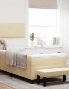 vidaXL Легло с пружинирана основа с таблото Крем 100 x 200 cm текстил