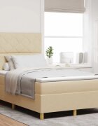 vidaXL Легло с пружинирана основа с таблото Крем 120 x 190 cm текстил