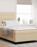 vidaXL Легло с пружинирана основа с таблото Крем 120 x 190 cm текстил