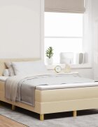 vidaXL Легло с пружинирана основа с таблото Крем 120 x 200 cm текстил