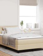 vidaXL Легло с пружинирана основа с таблото Крем 120 x 200 cm текстил
