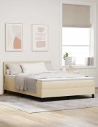 vidaXL Легло с пружинирана основа с таблото Крем 140 x 190 cm текстил