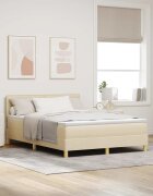 vidaXL Легло с пружинирана основа с таблото Крем 140 x 190 cm текстил