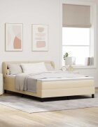vidaXL Легло с пружинирана основа с таблото Крем 140 x 190 cm текстил