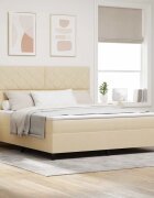 vidaXL Легло с пружинирана основа с таблото Крем 180 x 200 cm текстил
