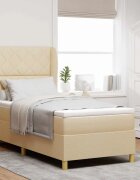vidaXL Легло с пружинирана основа с таблото Крем 200 x 100 cm текстил