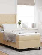 vidaXL Легло с пружинирана основа с таблото Крем 200 x 100 cm текстил
