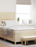 vidaXL Легло с пружинирана основа с таблото Крем 200 x 120 см текстил