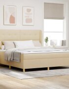 vidaXL Легло с пружинирана основа с таблото Крем 200 x 180 cm текстил