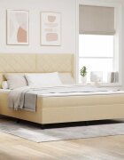 vidaXL Легло с пружинирана основа с таблото Крем 200 x 180 cm текстил