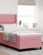 vidaXL Легло с пружинирана основа с таблото Розово 100 x 200 cm Кадифе