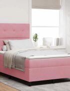 vidaXL Легло с пружинирана основа с таблото Розово 120 x 190 cm Кадифе