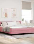 vidaXL Легло с пружинирана основа с таблото Розово 180 x 200 cm Кадифе