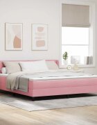 vidaXL Легло с пружинирана основа с таблото Розово 200 x 180 cm Кадифе