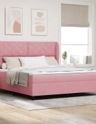 vidaXL Легло с пружинирана основа с таблото Розово 200 x 180 cm Кадифе