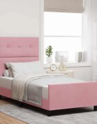 vidaXL Легло с пружинирана основа с таблото Розово 90 x 190 cm Кадифе