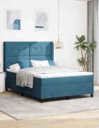 vidaXL Легло с пружинирана основа с таблото Синьо 140 x 190 cm Кадифе