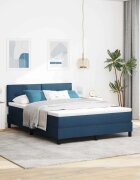 vidaXL Легло с пружинирана основа с таблото Синьо 140 x 190 cm текстил