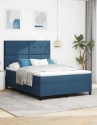 vidaXL Легло с пружинирана основа с таблото Синьо 140 x 190 cm текстил