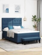 vidaXL Легло с пружинирана основа с таблото Синьо 140 x 200 cm текстил