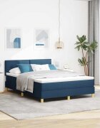 vidaXL Легло с пружинирана основа с таблото Синьо 140 x 200 cm текстил