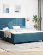 vidaXL Легло с пружинирана основа с таблото Синьо 180 x 200 cm Кадифе