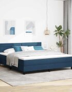 vidaXL Легло с пружинирана основа с таблото Синьо 180 x 200 cm текстил