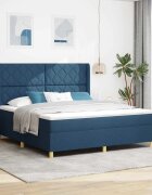vidaXL Легло с пружинирана основа с таблото Синьо 180 x 200 cm текстил