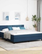 vidaXL Легло с пружинирана основа с таблото Синьо 180 x 200 cm текстил