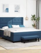 vidaXL Легло с пружинирана основа с таблото Синьо 180 x 200 cm текстил