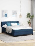 vidaXL Легло с пружинирана основа с таблото Синьо 190 x 140 см текстил