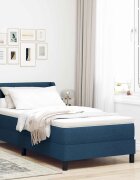 vidaXL Легло с пружинирана основа с таблото Синьо 190 x 90 cm текстил
