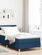 vidaXL Легло с пружинирана основа с таблото Синьо 190 x 90 cm текстил