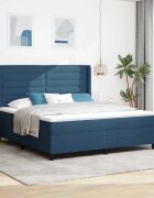 vidaXL Легло с пружинирана основа с таблото Синьо 200 x 180 cm текстил