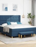 vidaXL Легло с пружинирана основа с таблото Синьо 200 x 180 cm текстил