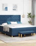 vidaXL Легло с пружинирана основа с таблото Синьо 200 x 180 cm текстил