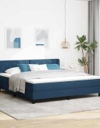 vidaXL Легло с пружинирана основа с таблото Синьо 200 x 180 cm текстил