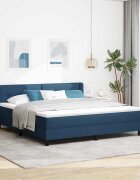 vidaXL Легло с пружинирана основа с таблото Синьо 200 x 180 cm текстил