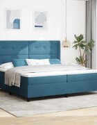 vidaXL Легло с пружинирана основа с таблото Синьо 200 x 200 cm Кадифе