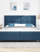 vidaXL Легло с пружинирана основа с таблото Синьо 200 x 200 cm текстил
