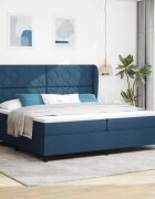 vidaXL Легло с пружинирана основа с таблото Синьо 200 x 200 cm текстил
