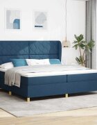 vidaXL Легло с пружинирана основа с таблото Синьо 200 x 200 cm текстил