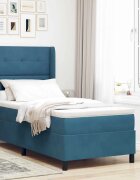 vidaXL Легло с пружинирана основа с таблото Синьо 90 x 190 cm Кадифе