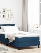 vidaXL Легло с пружинирана основа с таблото Синьо 90 x 190 cm текстил
