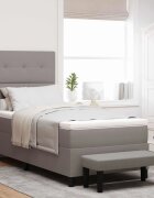 vidaXL Легло с пружинирана основа с таблото Таупе 90 x 200 cm текстил