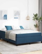 vidaXL Легло с пружинирана основа Синьо 140 x 200 cm текстил