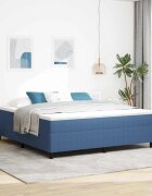 vidaXL Легло с пружинирана основа Синьо 180 x 200 cm Кордюрова тъкан