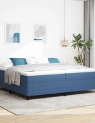 vidaXL Легло с пружинирана основа Синьо 200 x 200 cm Кордюрова тъкан